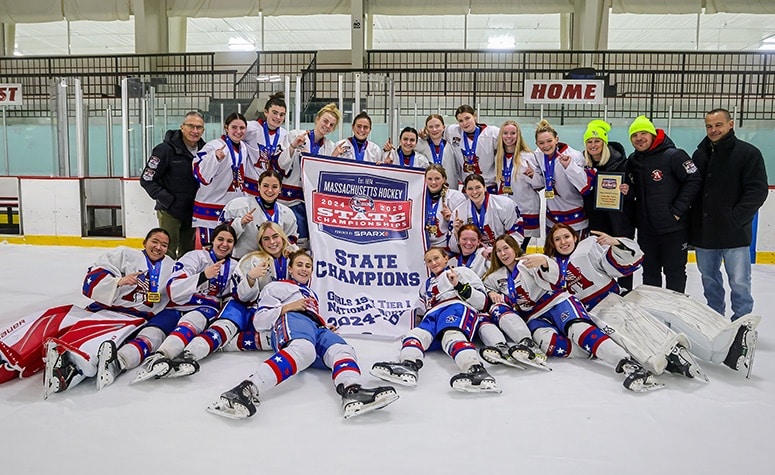 Assabet Valley celebrates their 19U Mass. state title win over NAHA. (Brian Kelly/NEHJ)