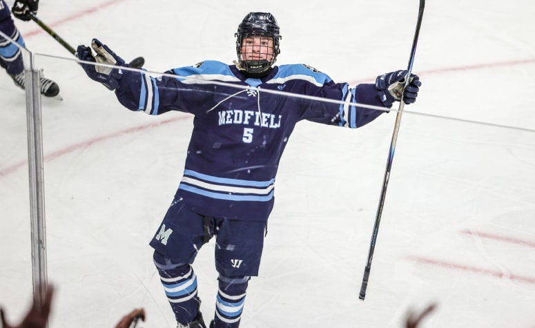 Luke Dickson had a hat trick for Medfield in the MIAA Division 3 final. (Brian Kelly/NEHJ)