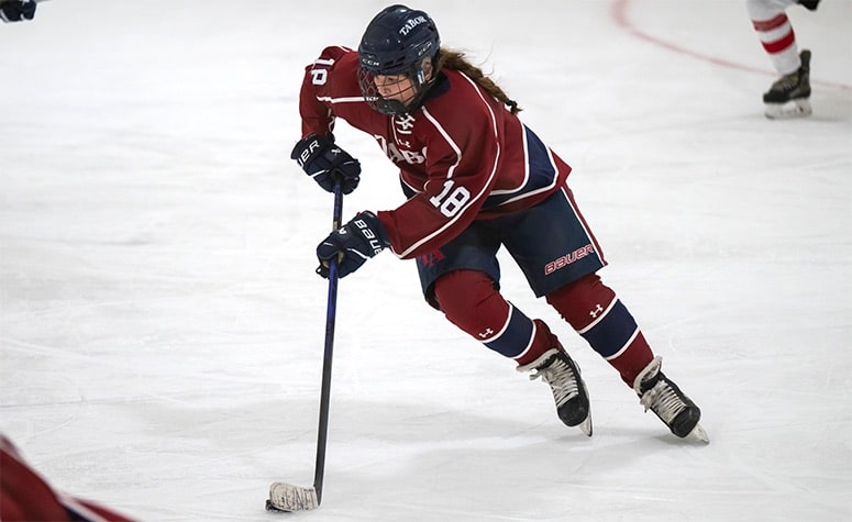 Giuliana Polcari scored the game-winning goal in No. 7 Tabor's overtime upset of No. 2 Phillips Andover. (Patrick Donnelly/NEHJ)