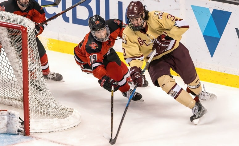 BC High and Pope Francis battled in the last boys Super 8 championship in 2019. (Dave Arnold/NEHJ)