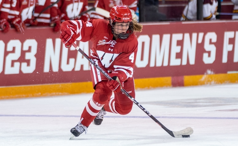 Caroline Harvey is the consensus top prospect in the 2026 PWHL Draft. (Meg Kelly/Wisconsin)